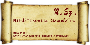 Mihálkovits Szonóra névjegykártya